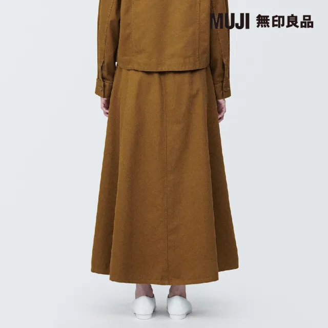 【MUJI 無印良品】女吉貝木棉混寬擺長裙(共2色)