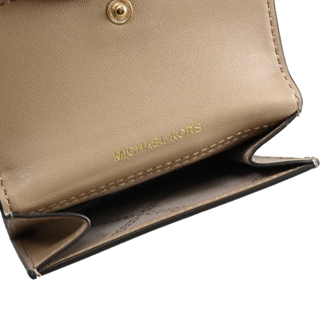 【Michael Kors】經典MK柏金鎖頭造型信用卡名片扣式零錢包(駝色)