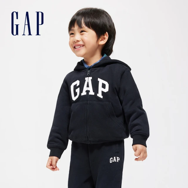 GAP 幼童裝 Logo連帽外套-黑色(890199)