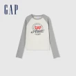 【GAP】女裝 Logo印花圓領長袖T恤-白色(888456)