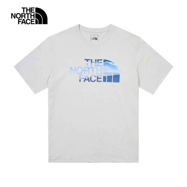 The North Face 北面男款灰色純棉品牌風景LOGO寬鬆短袖T恤｜88GMA0M