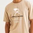 【Arnold Palmer 雨傘】男裝-簡約大傘印花純棉短袖T恤(奶茶色)