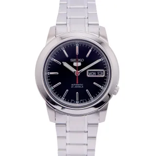 【SEIKO 精工】五號機芯款機械手錶-黑面x銀色/38mm(SNKE53K1)
