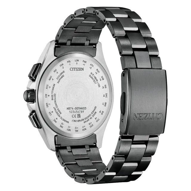 【CITIZEN 星辰】GENTS 夜川月限定款月像顯示電波光動能鈦金屬男錶-藍x黑/41.5mm 母親節限定(BY1007-60L)