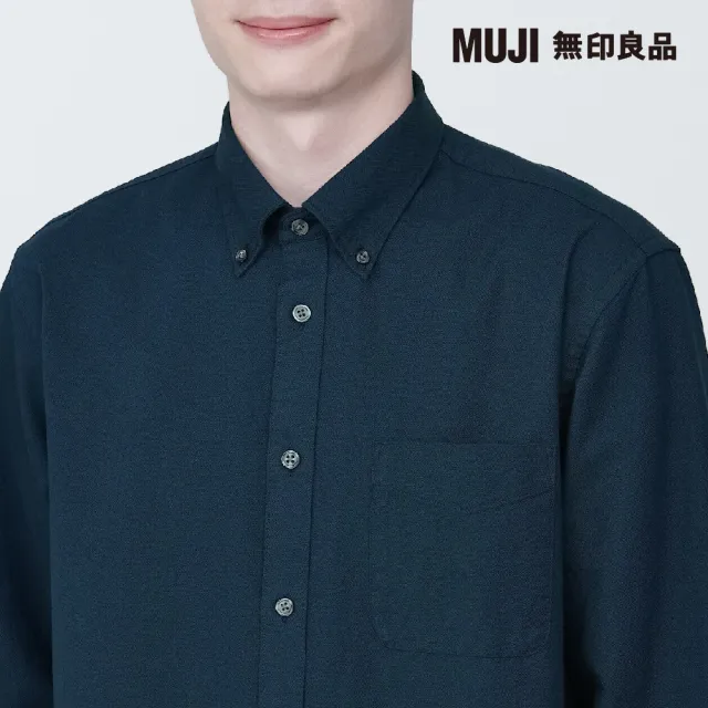 【MUJI 無印良品】男有機棉水洗牛津布扣領長袖襯衫(共9色)