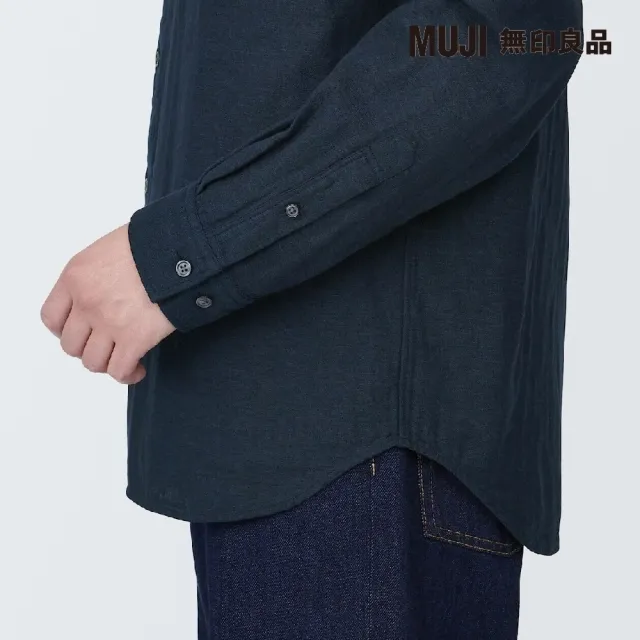 【MUJI 無印良品】男吉貝木棉混二重紗織立領長袖襯衫(共4色)