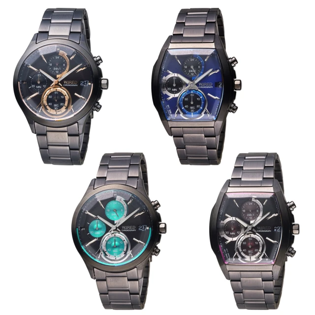 WIREDWIRED 日系潮流炫彩三眼計時腕錶(VR33-0AB0B/VR33-0AB0P/VR33-0AA0K/VR33-0AA0G)