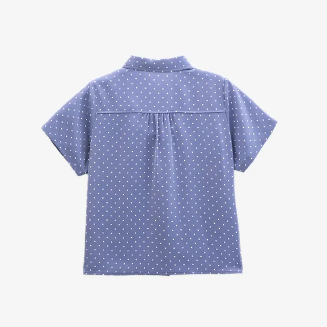 【Arnold Palmer 雨傘】女裝-時尚滿版圓點短袖襯衫(藍色)