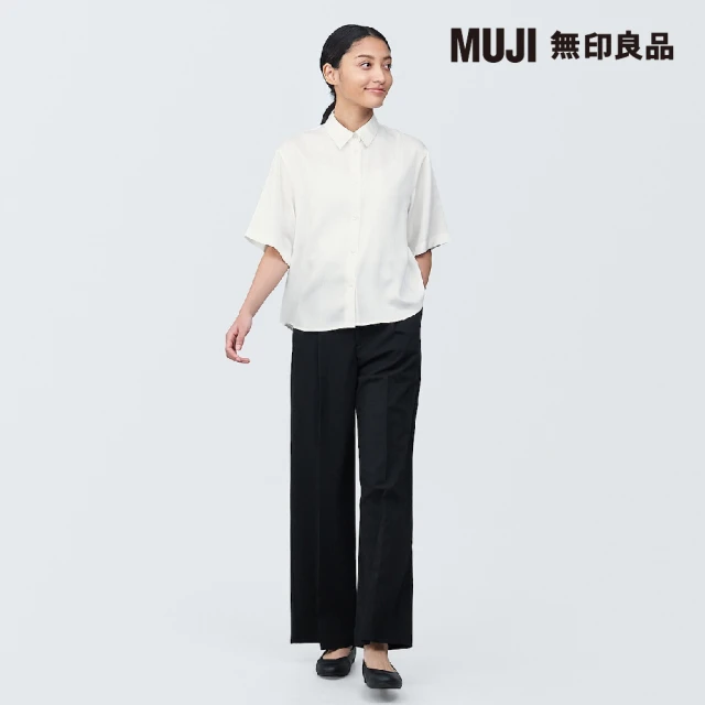 【MUJI 無印良品】女嫘縈混聚酯纖維標準領短袖襯衫(共4色)