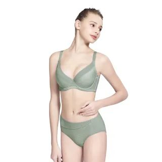 【Swear 思薇爾】幾何律動系列M-3XL涼感中腰三角女內褲(蒼葭綠)