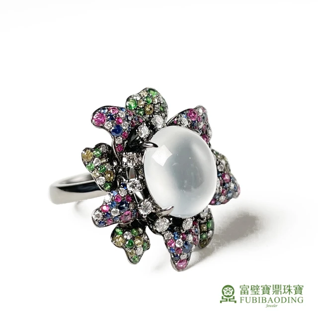 Fubibaoding jeweler 富璧寶鼎珠寶 玻璃種翡翠蛋面鑲彩色剛玉戒指(天然A貨 玻璃種 翡翠 剛玉 國際圍#11)