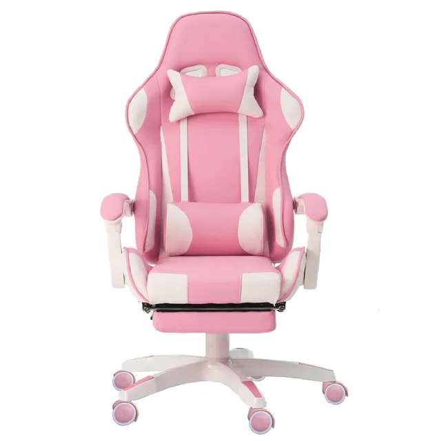 【Ashley House】PINK Lady 激萌粉紅賽車電競椅/皮椅- 頂級定型棉坐墊(3D立體側翼內包裹式設計)
