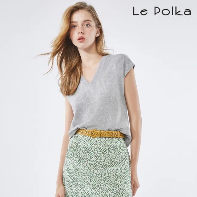 【Le Polka】百搭款V領素色T恤/2色-女