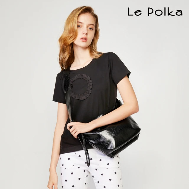 Le Polka 異材質拼接條紋連身洋裝-女 推薦