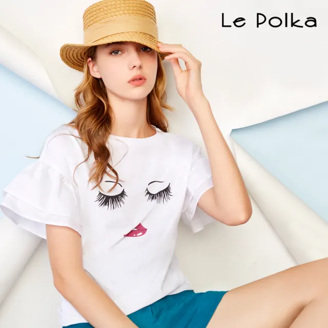 【Le Polka】漫畫表情印花T恤-女