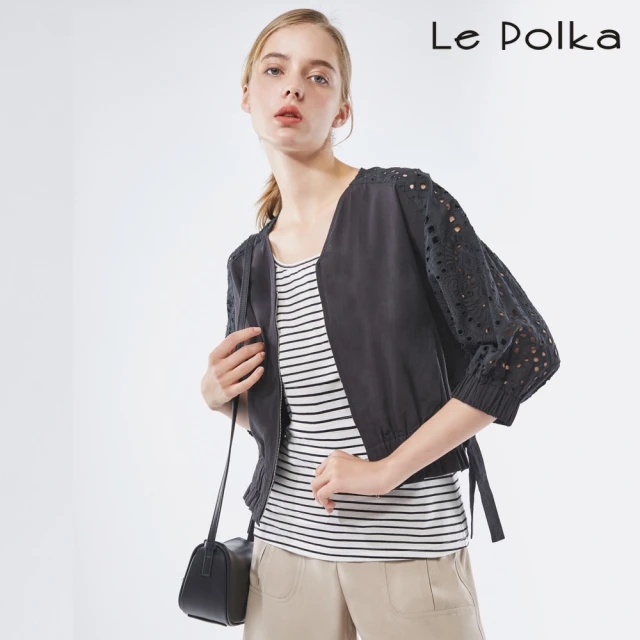 Le Polka 短版貼布設計牛仔夾克-女(丹寧)優惠推薦