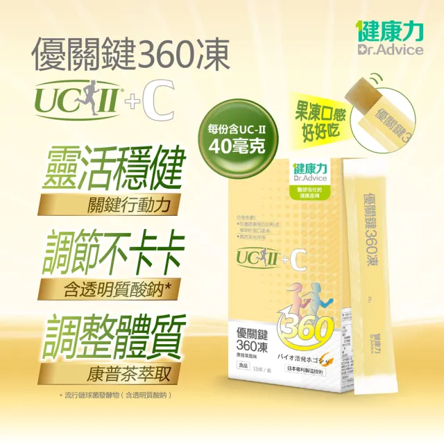 【Dr.Advice 健康力】優關鍵360凍15入/盒(UCII 維生素C 鳳梨酵素 MSM 靈活關鍵)