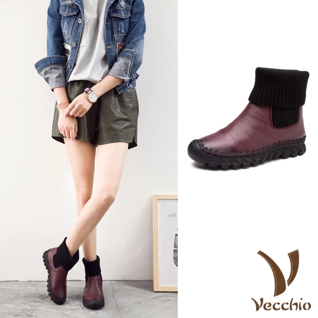 Vecchio 真皮樂福鞋 厚底樂福鞋/真皮翻絨牛皮復古縫線