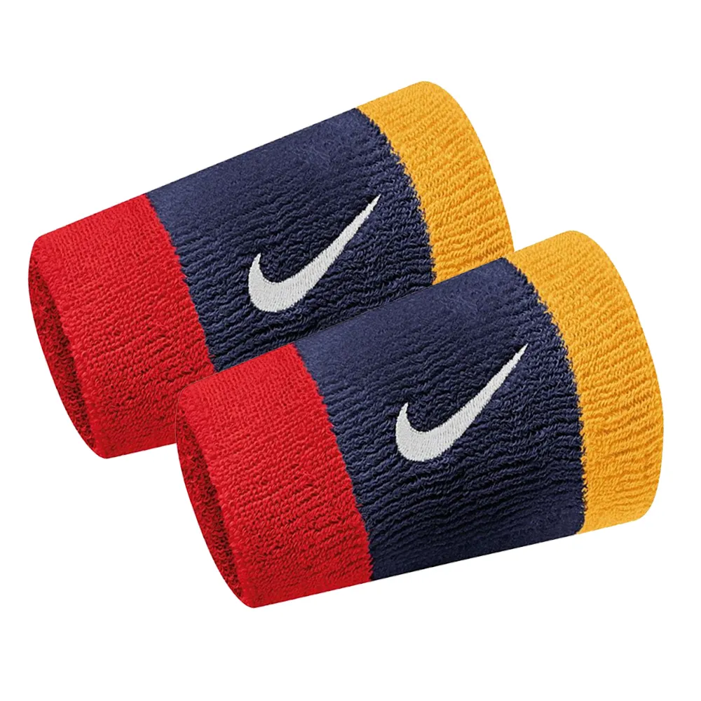 【NIKE 耐吉】Swoosh DW 腕帶 加長 運動 打球 健身 吸濕 排汗 乾爽 2入 藍(N0001586428OS)