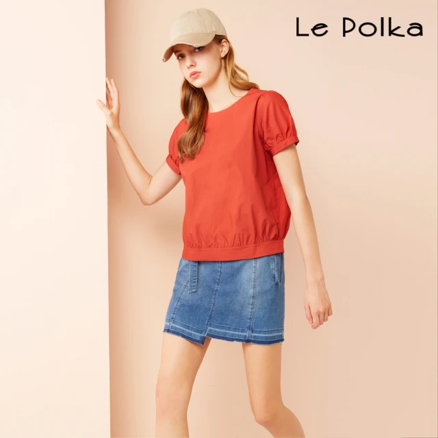 【Le Polka】特殊水洗牛仔短裙-女(丹寧)