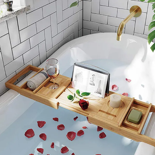 【CATIS】竹製浴缸置物架 懶人泡澡神器(洗澡追劇 多功能浴缸架 泡澡置物架 平板手機支架)