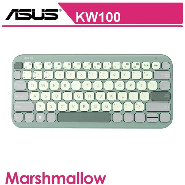 【ASUS 華碩】KW100 Marshmallow 無線鍵盤(燕麥棕/抹茶綠)