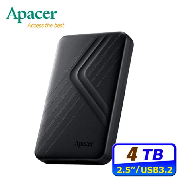 Apacer 宇瞻 AC236 4TB USB3.2 Gen1行動硬碟-時尚黑