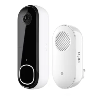 門鈴+響鈴組【NETGEAR】Arlo Essential 超廣角180度 雲端無線 WiFi 視訊門鈴 AVD4001(AI智慧辨識/防水防塵/