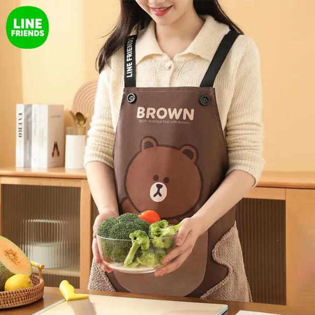 【LINE FRIENDS】熊大兔兔莎莉擦手款防水防污工作服圍裙