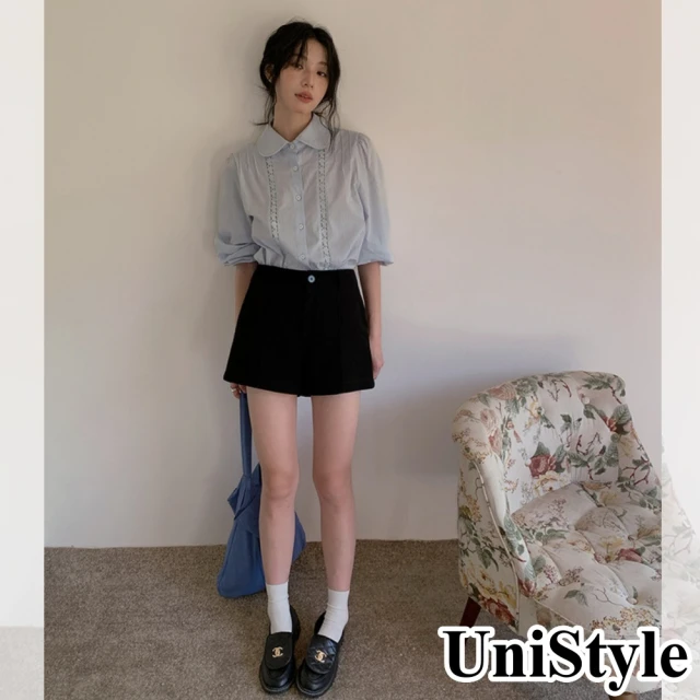 UniStyle 長袖襯衫 韓版復古蕾絲娃娃領上衣 女 EA