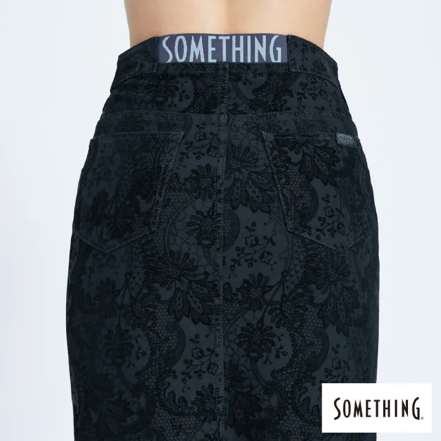 【SOMETHING】女裝 LADIVA及膝短裙(黑色)