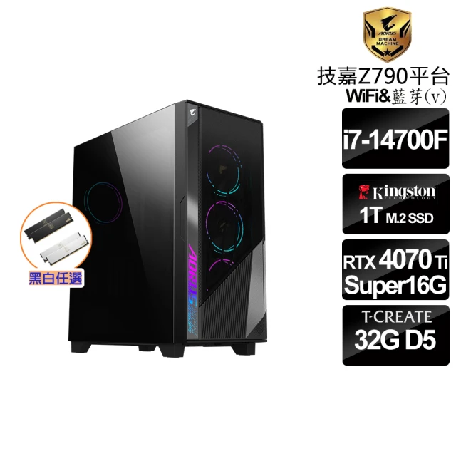 技嘉平台 i7二十核GeForce RTX 4070Ti Super{碎星荒原狼}水冷電競機(i7-14700F/Z790/16G*2_D5/1T_SSD)