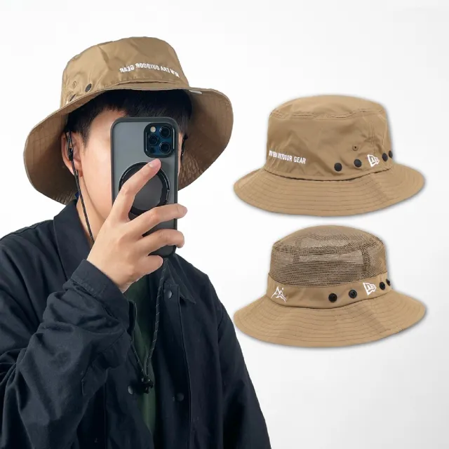 NEW ERA】漁夫帽Urban Detachable Bucket Hat 男女款棕卡其帽子刺繡 