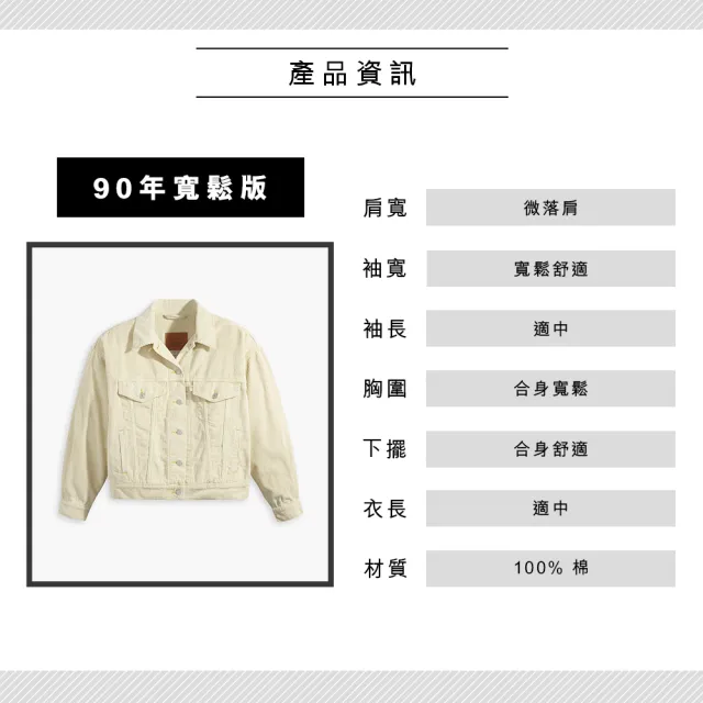 【LEVIS 官方旗艦】Fresh果漾系列 女款 90年寬鬆版燈芯絨外套/精工漂染工藝 檸檬黃 熱賣單品 A1743-0010