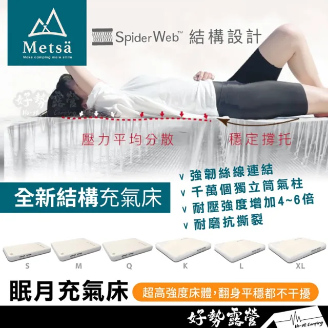 【Metsa 米特薩】眠月充氣床 尺寸Q 200x200x20cm 充氣床墊 獨立筒氣墊床露營床 眠月空氣床墊