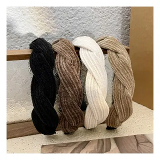 【INES】交叉髮圈 麻花髮圈/法式復古交叉麻花辮帶齒梳設計髮箍 髮圈(4色任選)