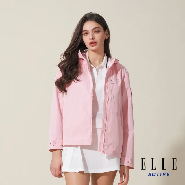 【ELLE ACTIVE】女款 防潑水防風連帽外套-粉紅色(EA24M2W6101#72)