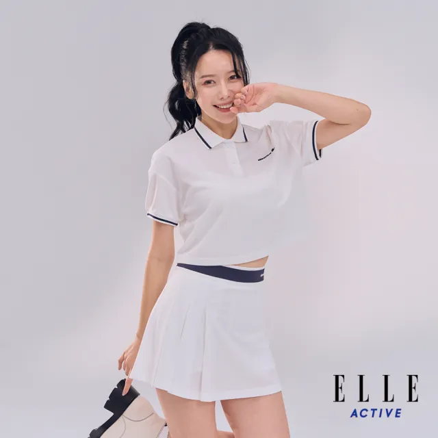 【ELLE ACTIVE】女款 剪接配色短裙/褲裙-白色(EA24M2W2101#90)