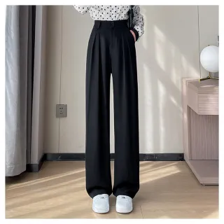 【初色】現貨 高腰垂感直筒西裝褲寬褲-共4色-68040(M-2XL可選/快速出貨)