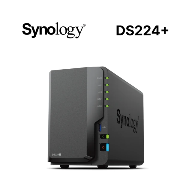 Synology 群暉科技 搭 HAT3310 8TB x2 ★ DS224+ 2Bay NAS 網路儲存伺服器