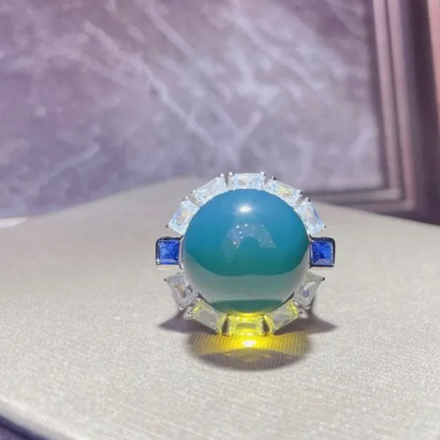 【勝弘珠寶】多明尼加藍珀微風典雅戒指-15mm