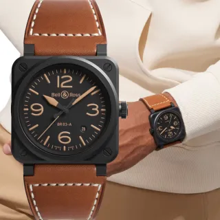 【Bell&Ross】BR03黑色啞光陶瓷方形機械腕錶-41mm 戶外 春遊(BR03A-HER-CE/SCA)