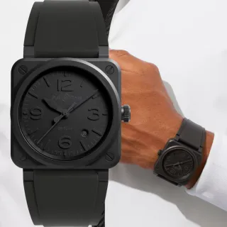 【Bell&Ross】暗黑幻影啞光陶瓷機械腕錶-41mm黑 戶外 春遊(BR03A-PH-CE/SRB)