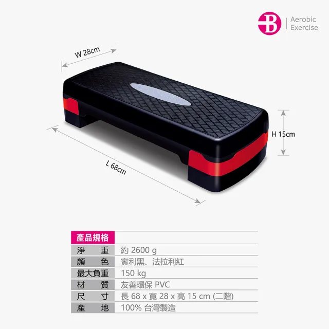 【台灣橋堡】MIT 三段式 超耐衝擊 階梯踏板(SGS 認證 100% 台灣製造 有氧踏板 韻律踏板)