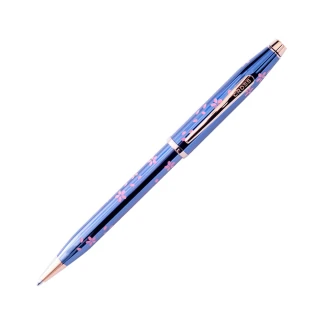 【CROSS】新世紀 櫻花系列 亮藍漆鍍金原子筆(AT0082-163)