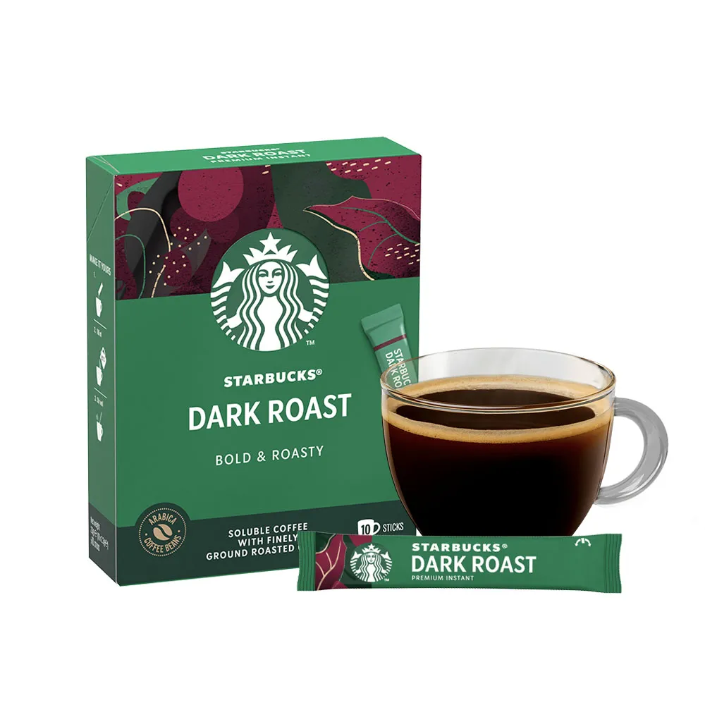 【STARBUCKS 星巴克】特選系列-深度烘焙即溶黑咖啡2.3g x10入/盒