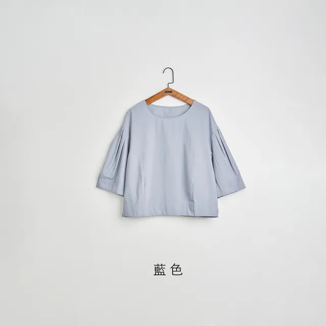 【gozo】天絲棉織標造型袖上衣(兩色)