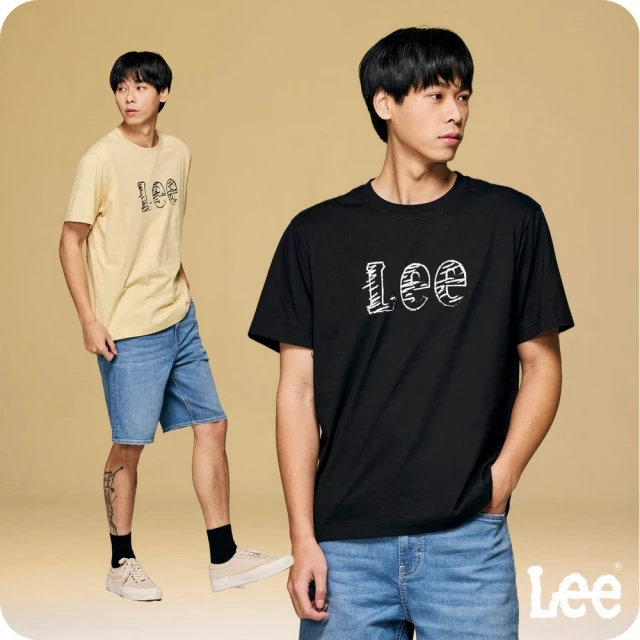 【Lee 官方旗艦】男裝 短袖T恤 / 素描風LOGO 共2色 舒適版型(LB402021184 / LB402021K11)