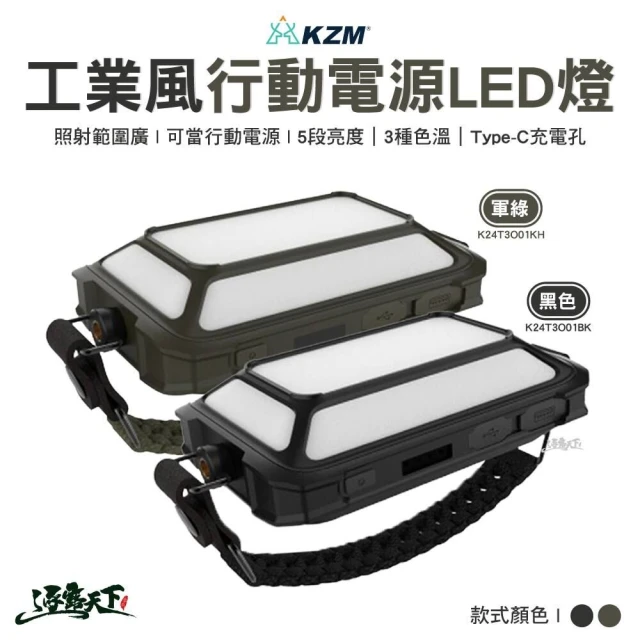 KZM 工業風行動電源LED燈 K24T3O01(行充 手電筒 探照燈 戶外 露營 逐露天下)