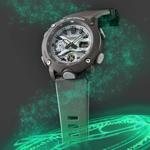 CASIO 卡西歐 G-SHOCK 酷炫光芒 大錶徑 運動雙顯手錶-深灰色 47mm(GA-2000HD-8A)